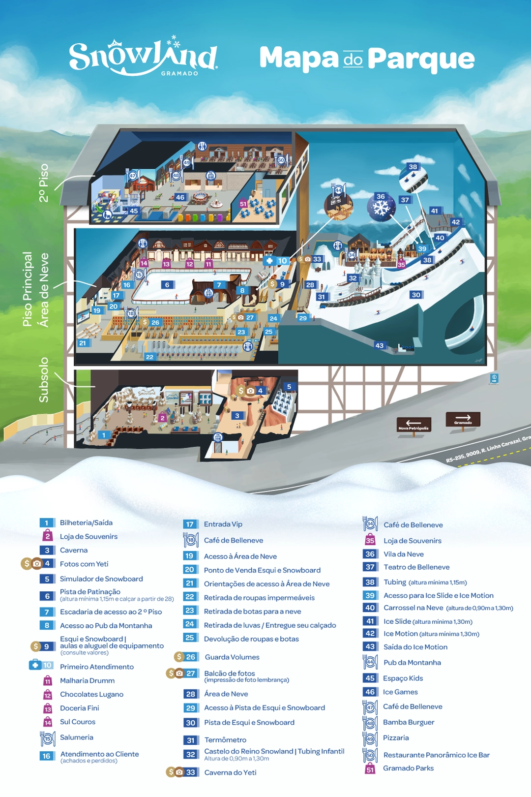 Mapa do parque Snowland